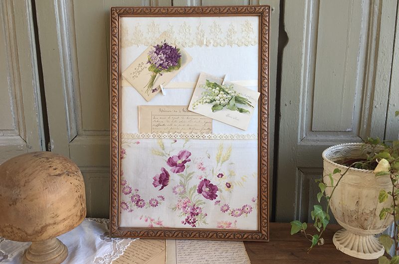 Grand cadre/vide poche violettes et muguet