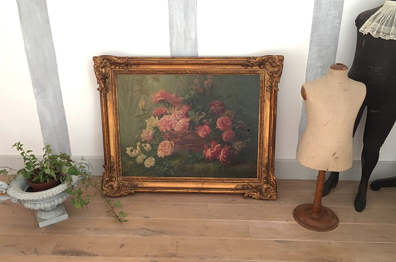 Grand tableau panier de roses