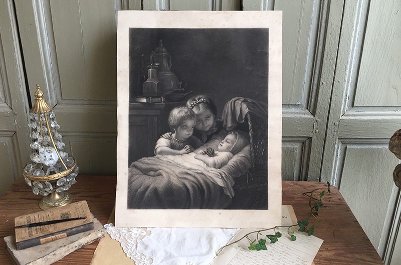 Gravure 3 enfants 1851